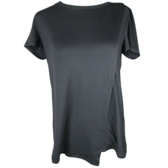 Cuddl Duds Black T-Shirt Asymmetric Short Sleeve Polyester Blend XS (S) (B2-112) - Picture 1 of 10